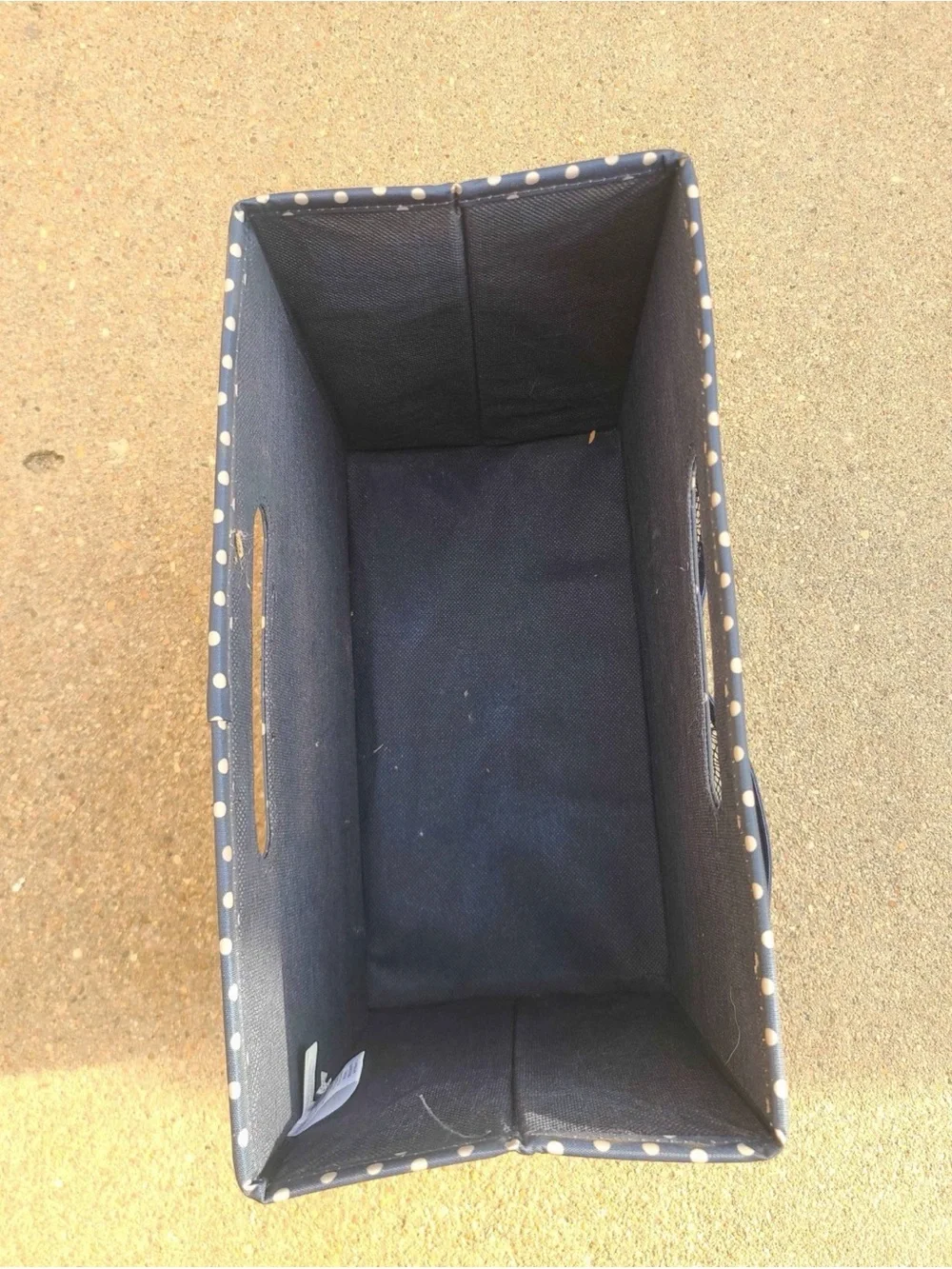 Thirty-One Fold N’ File Organizer Navy Polka Dot Storage Bin Mesh Pockets